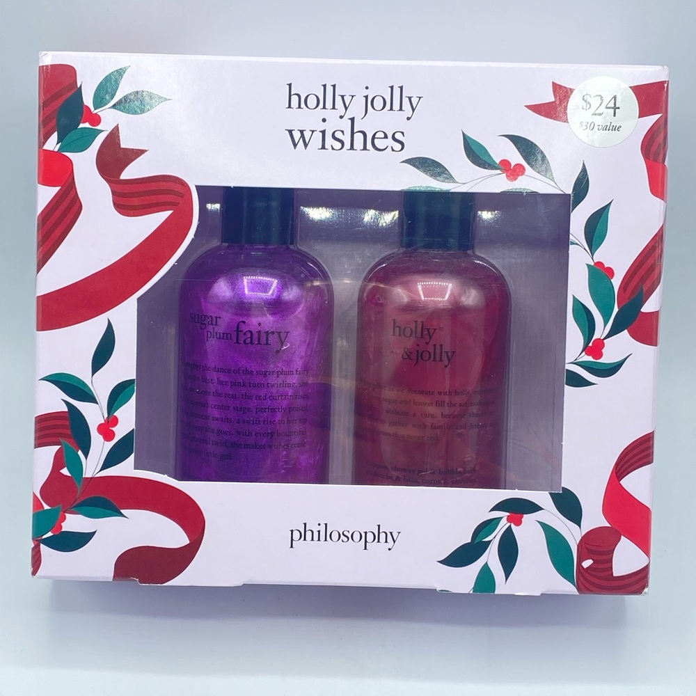 Philosophy HOLLY JOLLY WISHES SET Shower Gel Bath Sugar Plum, Holly & Jolly New